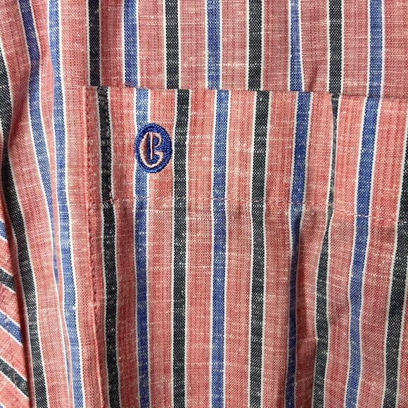 Collezione Casual Button Down Shirt Mens Size Large Pink Blue Stripes Dadcore - Picture 3 of 6